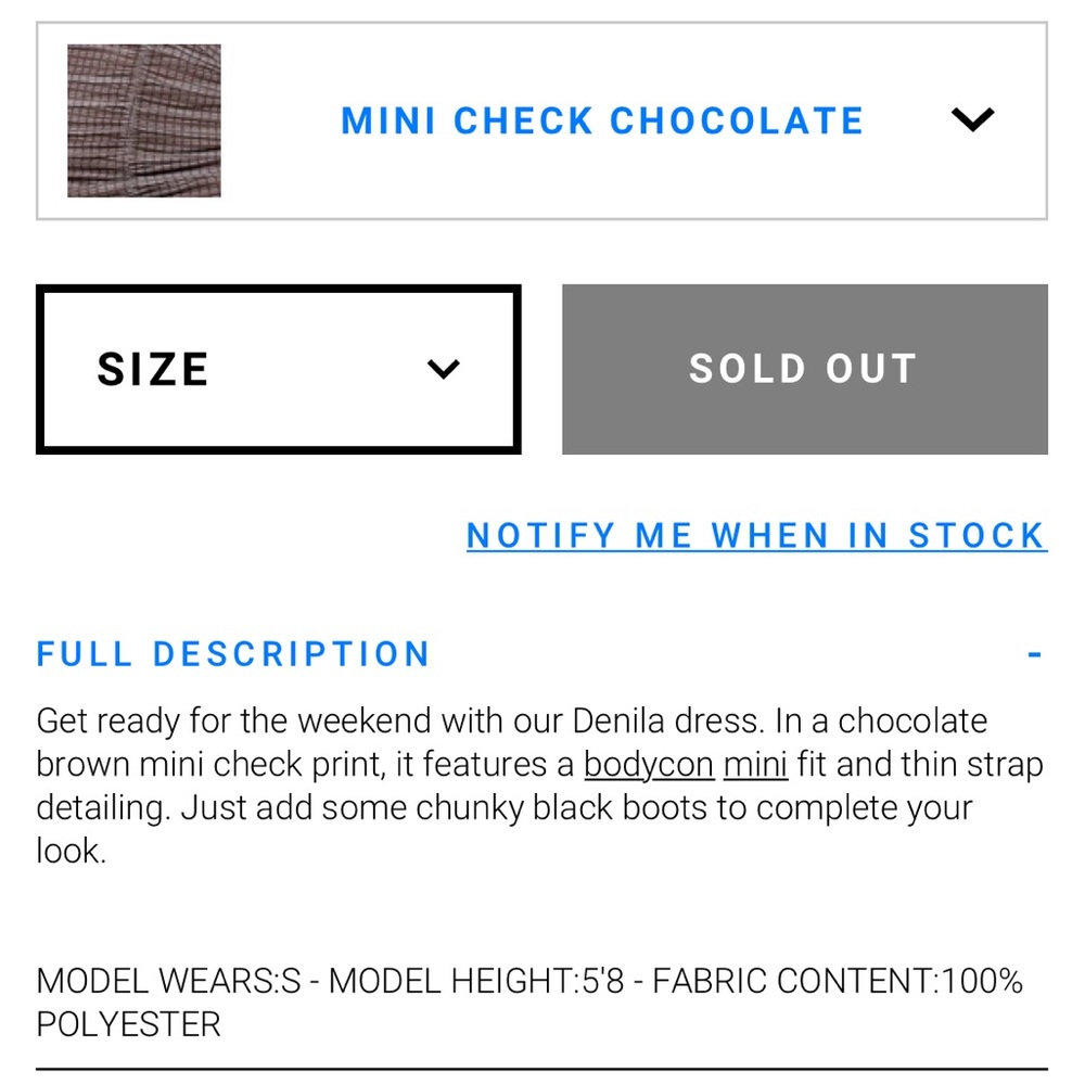 Motel Rocks Brown Check Mini Dress - Picture 11 of 11